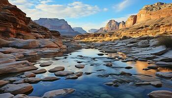 AI generated Majestic rock formation in remote wilderness area generated by AI photo