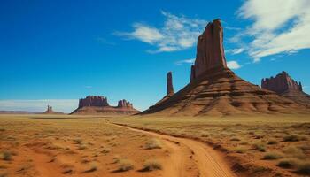 AI generated Monument Valley landscape, sandstone rock, Navajo travel beauty generated by AI photo