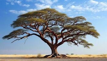 AI generated Acacia tree stands tall in African savannah generated by AI photo