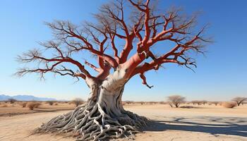 AI generated Dry tree trunk in arid climate, beauty in nature generated by AI photo