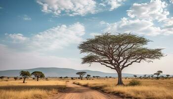 AI generated Safari adventure in Africa wild, beautiful savannah generated by AI photo