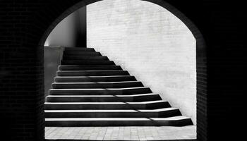 AI generated Modern staircase design in black and white architecture generated by AI photo