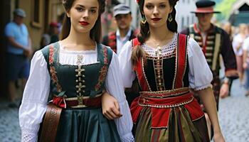 ai generado tradicional ropa y culturas exhibido en festival desfile generado por ai foto