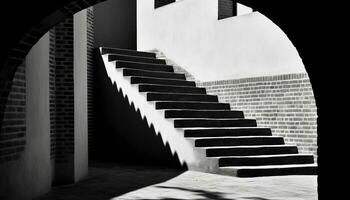 AI generated Abstract modern staircase design with black and white pattern generated by AI photo