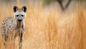 AI generated Cheetah looking at camera in African wilderness generated by AI photo