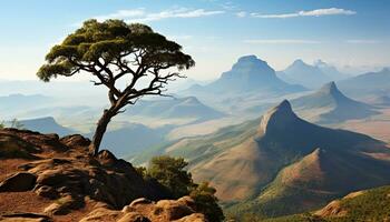 AI generated Majestic mountain peak, nature beauty in Africa generated by AI photo