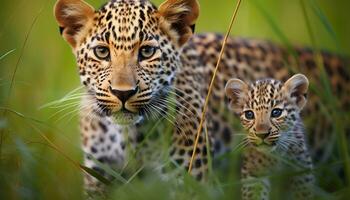 AI generated Cheetah, jaguar, tiger, leopard, fierce beauty in nature generated by AI photo