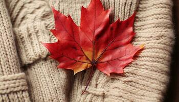 ai generado otoño hoja modelo en arce árbol, vibrante colores generado por ai foto