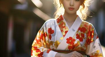 ai generado elegante geisha encarna belleza y tradicional japonés cultura generado por ai foto