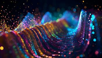 AI generated Glowing futuristic circle, vibrant colors illuminate dark backdrop generated by AI photo