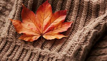 ai generado otoño hoja modelo en madera, vibrante colores generado por ai foto