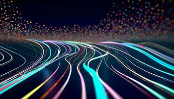 AI generated Futuristic neon lights ignite vibrant colors in motion generated by AI photo