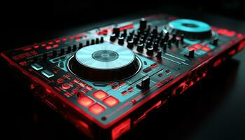 AI generated Nightclub mixing, party jockey, sound mixer, electrical equipment generated by AI photo