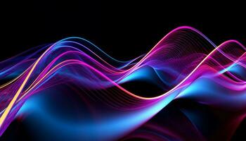 AI generated Abstract neon wave pattern creates vibrant futuristic backdrop generated by AI photo