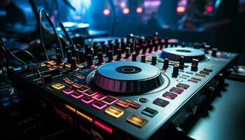 AI generated Nightclub mixing equipment turns the party into a performance generated by AI photo