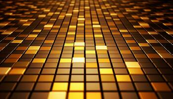 AI generated Shiny gold squares illuminate modern abstract architecture generated by AI photo