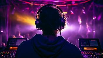 AI generated One person dancing to music in nightclub generated by AI photo