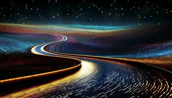 AI generated Night speed, curve abstract backgrounds dark blue wave generated by AI photo