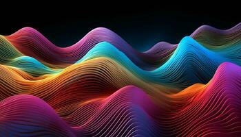 AI generated Abstract backdrop with multi colored wave pattern design generated by AI photo