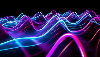 AI generated Bright neon waves painting a futuristic abstract backdrop generated by AI photo