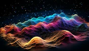 AI generated Glowing blue wave pattern in futuristic space generated by AI photo