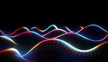 AI generated Abstract wave pattern in bright neon colors generated by AI photo