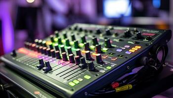 AI generated Mixing sound equipment in a recording studio generated by AI photo