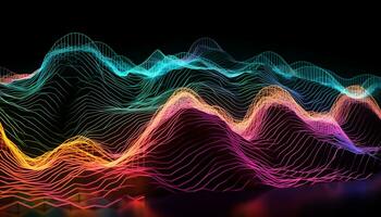 AI generated Bright neon waves in a modern abstract design generated by AI photo