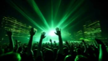 AI generated Nightclub stage, crowd cheering, spotlight on performer generated by AI photo