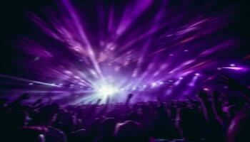 AI generated Nightclub crowd dancing to live rock music generated by AI photo