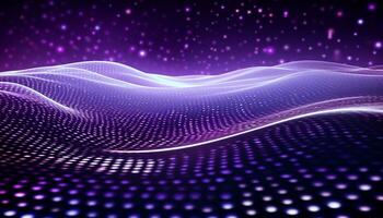 AI generated Glowing wave pattern in dark purple backdrop generated by AI photo