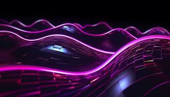 AI generated Futuristic neon shapes illuminate the dark abstract backdrop generated by AI photo