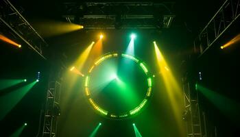 AI generated Glowing stage ignites vibrant celebration in nightclub generated by AI photo