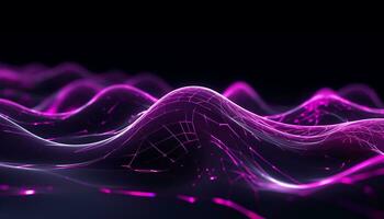 AI generated Glowing wave pattern in dark, futuristic computer graphic generated by AI photo