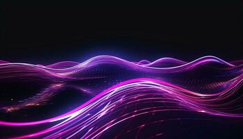AI generated Neon blue waves flow in a futuristic pattern generated by AI photo