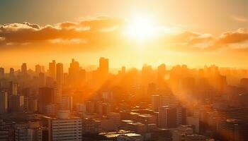 ai generado brillante ciudad luces iluminar el moderno urbano horizonte generado por ai foto