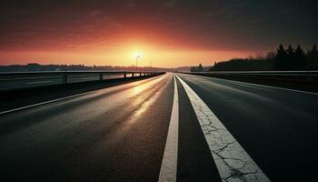 AI generated The way forward, empty road, vanishing point generated by AI photo