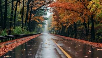 ai generado otoño bosque, naturaleza belleza en vibrante colores generado por ai foto