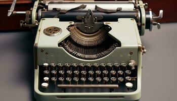 ai generado máquina de escribir, antiguo pasado de moda maquinaria para mecanografía letras y textos generado por ai foto