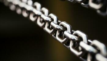 AI generated Close up of rusty metal chain attached to black background generated by AI photo