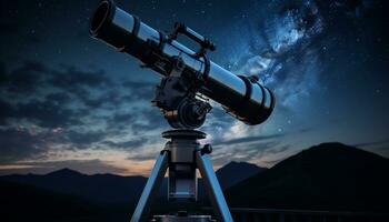 AI generated Watching the Milky Way with a hand held telescope generated by AI photo