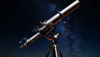 AI generated Watching the night sky with a hand held telescope generated by AI photo