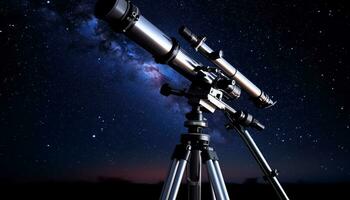 AI generated Watching the Milky Way through a hand held telescope generated by AI photo