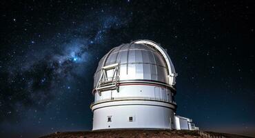 AI generated Astronomy telescope explores star field in space generated by AI photo