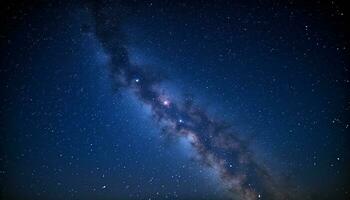 AI generated Exploring the dark cosmos, a glowing star trail generated by AI photo