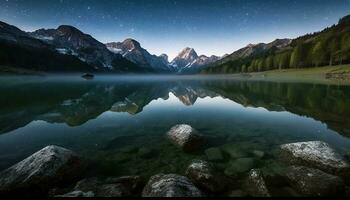 ai generado majestuoso montaña pico refleja tranquilo belleza en naturaleza generado por ai foto