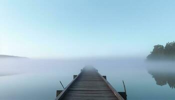 AI generated Tranquil scene, blue water, wood jetty, nature beauty generated by AI photo