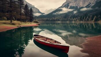 AI generated Tranquil scene of canoeing on a peaceful pond generated by AI photo