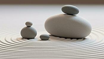 AI generated Tranquil scene of balanced stones symbolizing harmony generated by AI photo