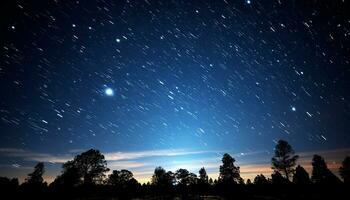 AI generated Night sky, galaxy, stars illuminate tranquil nature generated by AI photo